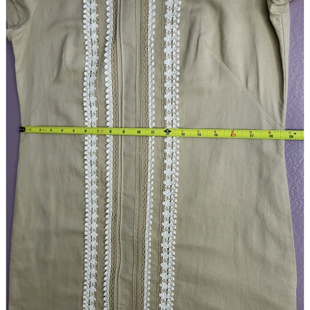 Brooks Brothers‎ Size 6 Beige Linen Cotton Cottagecore Crochet Dress. - Picture 3 of 13